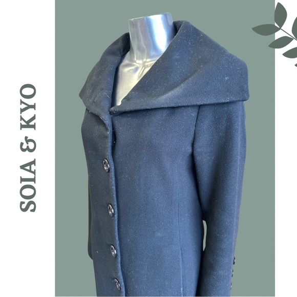 Soia & Kyo Black Wool Blend Slim Dress Coat Oversized Collar lined Size
Medium - Picture 5 of 9